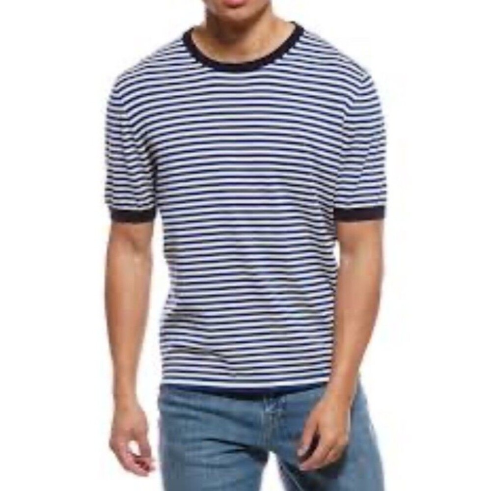 J. MCLAUGHLIN Ventura T-Shirt Sweater Sz S Men’s Striped Oversized Nautical